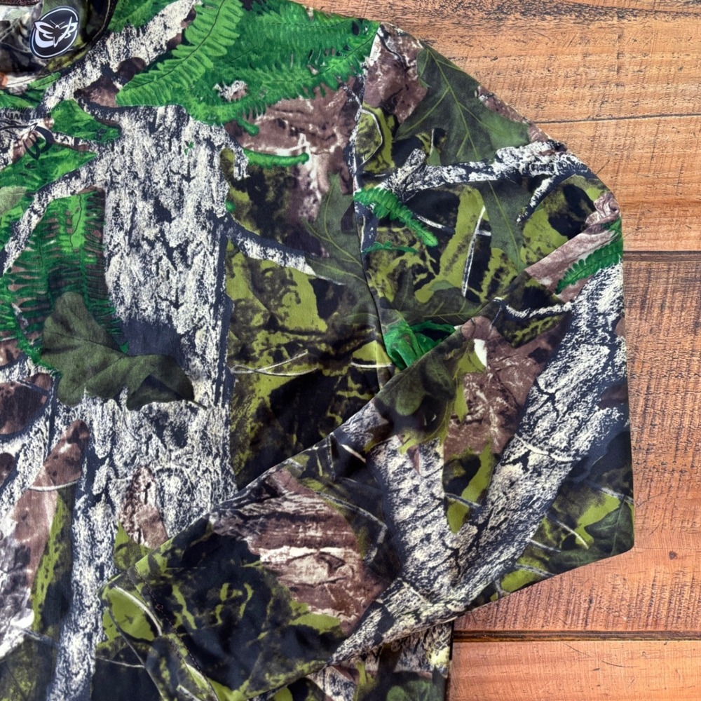 Mothwing Mens Green Brown Camo Long Sleeve Mock Neck Thermal Hunting Gear XL - Picture 3 of 8